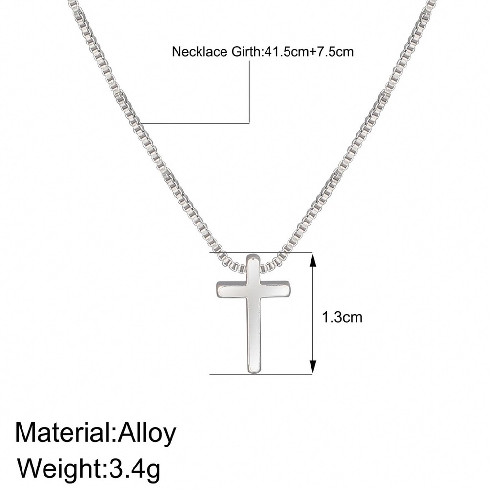 Silver Clasp Back Necklace w/Cross Pendant - Picture 4 of 5